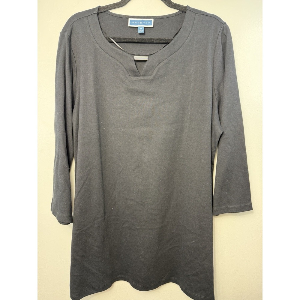 Karen Scott Plus Size Black Tunic W Silver Accent Size 2X‎